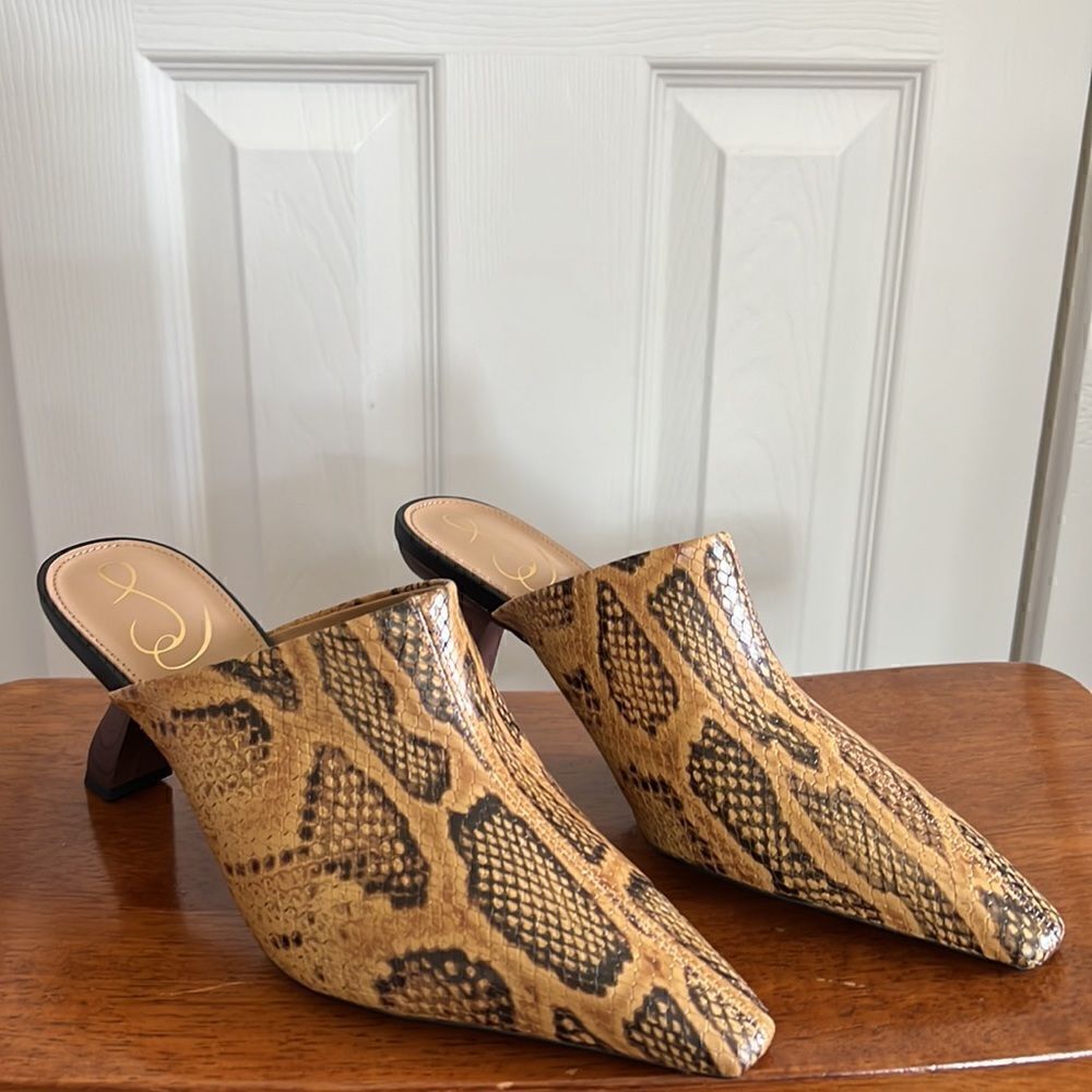 Sam Edelman Skya Snakeskin Print Embossed Leather Mules - Picture 7 of 15